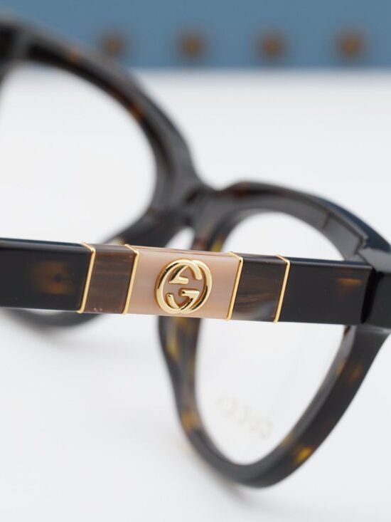 Gucci GG0601O 005 Cat Eye Eyeglasses 50mm - Havana / Gold main image 8